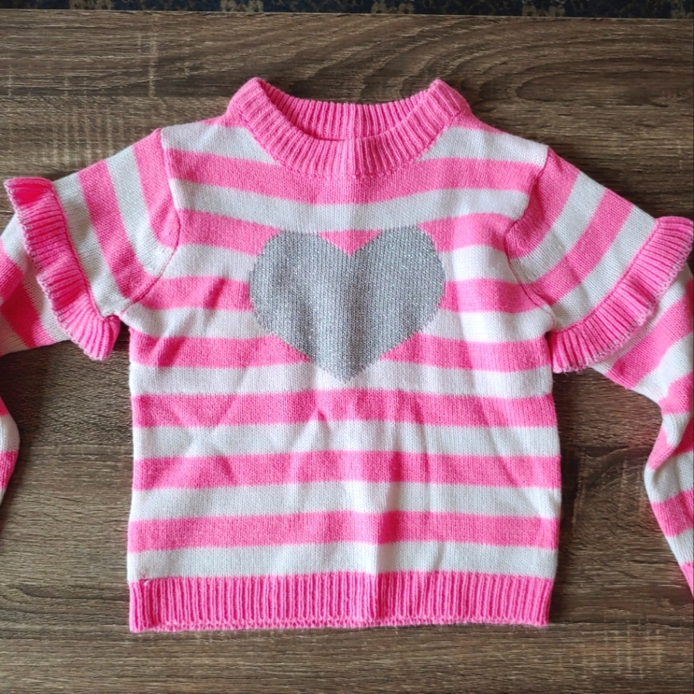 NWOT Girls Pink Angel Stripped Sweater sz M 5/6